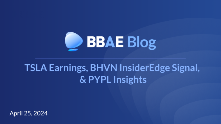 Image representing blog post TSLA Earnings, an InsiderEdge Buy Signal in BHVN, and Perspectives on PYPL