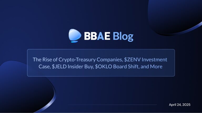 Image representing blog post 加密货币公司的崛起、$ZENV 投资案例、$JELD 内部交易、$OKLO 董事会换届及其他